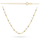 Naszyjnik złoty z gładkimi kuleczkami i perłami