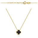 Naszyjnik złoty z dużą czarną koniczynką