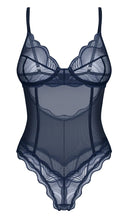 Niebieskie, otwarte body z koronki Nightly Blue Obsessive