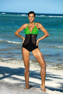  Jednoczęściowy strój kąpielowy Kostium Kąpielowy Model Priscilla Erba-Nero M-428 Green/Black - Marko 