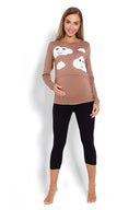   Piżama Damska Ciążowa Model 1679 Cappuccino - PeeKaBoo 