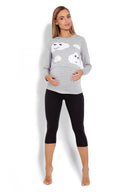   Piżama Damska Ciążowa Model 1679 Grey - PeeKaBoo 