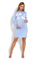   Koszula Nocna Ciążowa Model 1682 Sky Blue - PeeKaBoo 