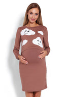   Koszula Nocna Ciążowa Model 1682 Cappuccino - PeeKaBoo 