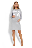   Koszula Nocna Ciążowa  Model 1682 Grey - PeeKaBoo 