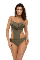  Jednoczęściowy strój kąpielowy Kostium kąpielowy Model Belinda Kaki M-548 Khaki - Marko 