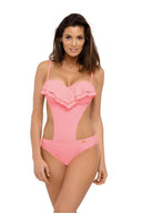  Jednoczęściowy strój kąpielowy Kostium kąpielowy Model Belinda Origami M-548 Pastel Pink - Marko 