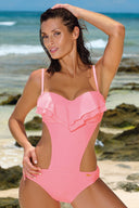  Jednoczęściowy strój kąpielowy Kostium kąpielowy Model Belinda Origami M-548 Pastel Pink - Marko 