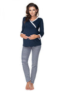   Piżama Ciążowa Model 0150 Navy/White - PeeKaBoo 