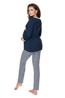   Piżama Ciążowa Model 0150 Navy/White - PeeKaBoo 