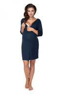   Koszula Nocna Ciążowa Model 0157 Navy - PeeKaBoo 
