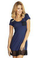  Koszulka nocna Halka Model Larisa wiskoza Navy - Kalimo 