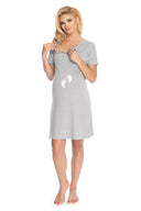   Koszula Nocna Ciążowa Model 0180 Grey - PeeKaBoo 