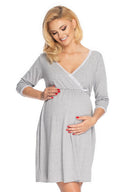   Koszula Nocna Ciążowa Model 0178 Grey - PeeKaBoo 