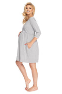   Koszula Nocna Ciążowa Model 0178 Grey - PeeKaBoo 