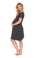   Koszula Nocna Ciążowa Model 0192 Grafit - PeeKaBoo 