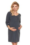   Koszula Nocna Ciążowa Model 0191 Grafit - PeeKaBoo 