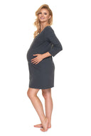   Koszula Nocna Ciążowa Model 0191 Grafit - PeeKaBoo 