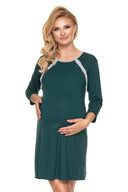  Koszula Nocna Ciążowa Model 0197 Butelkowa Zieleń - PeeKaBoo 