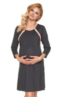   Koszula Nocna Ciążowa Model 0197 Grafit - PeeKaBoo 