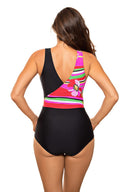  Jednoczęściowy strój kąpielowy Kostium kąpielowy Model Ciara M-724 Pink/Black - Marko 