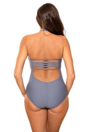  Jednoczęściowy strój kąpielowy Kostium kąpielowy Model Sansza M-655 Navy/Grey - Marko 